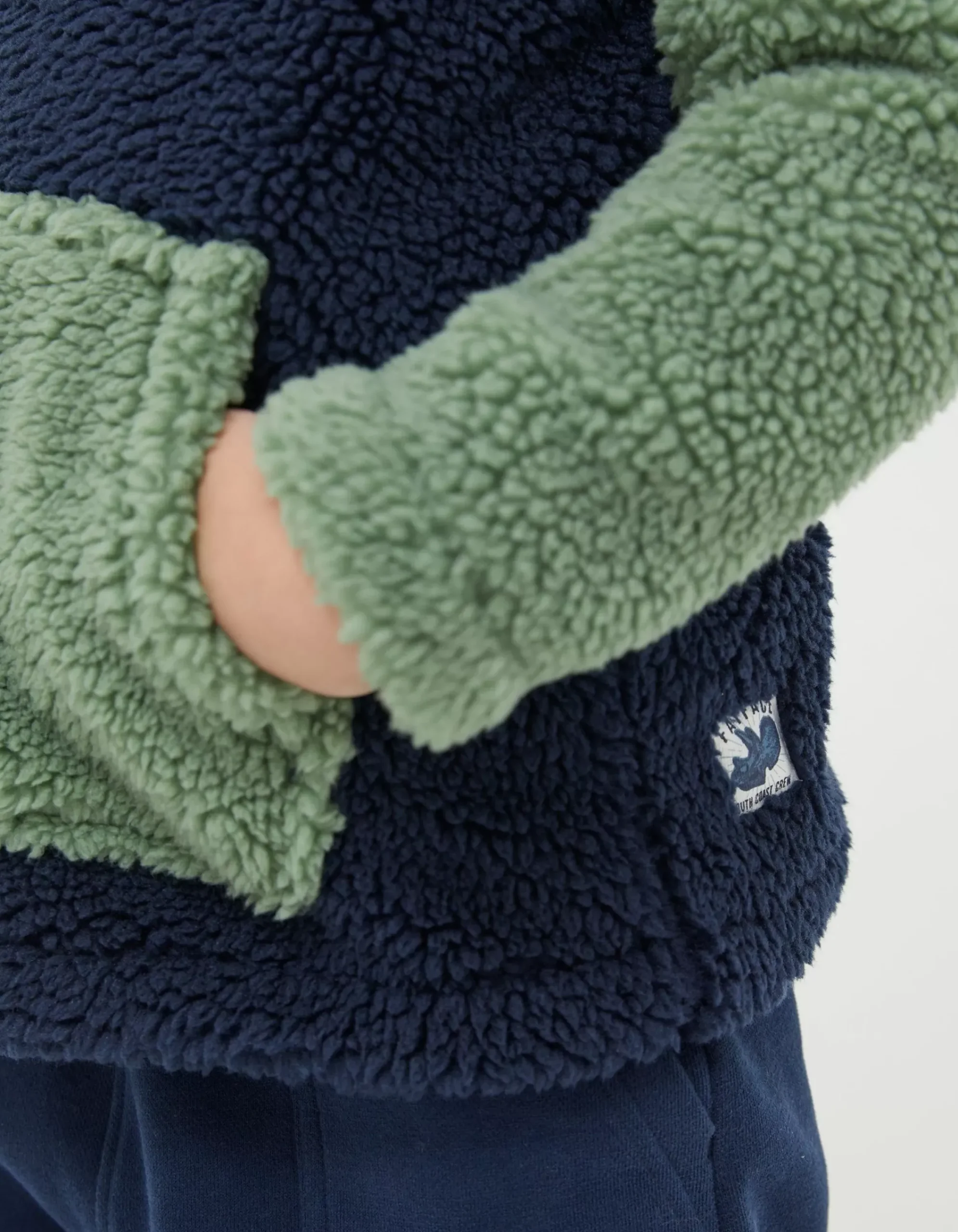 FatFace Fleece Block Hoodie Navy Outlet