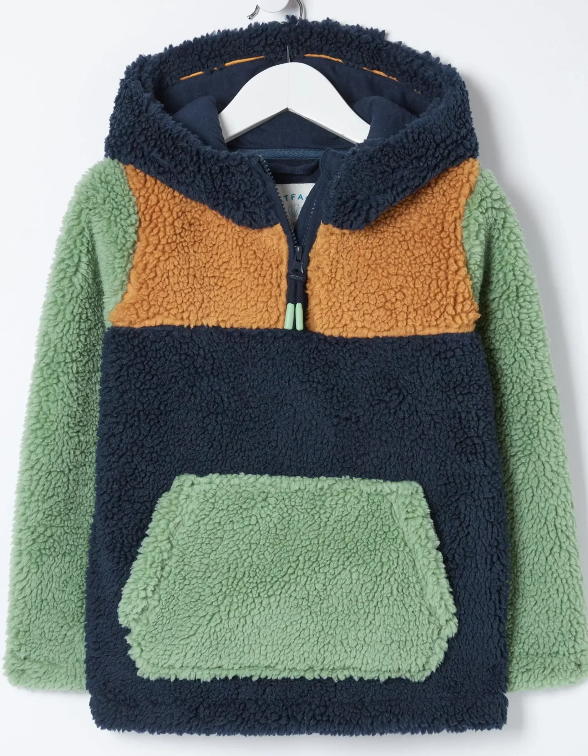 FatFace Fleece Block Hoodie Navy Outlet