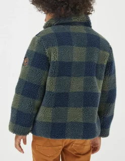FatFace Fleece Check Jacket Green