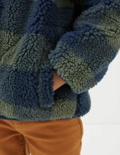FatFace Fleece Check Jacket Green