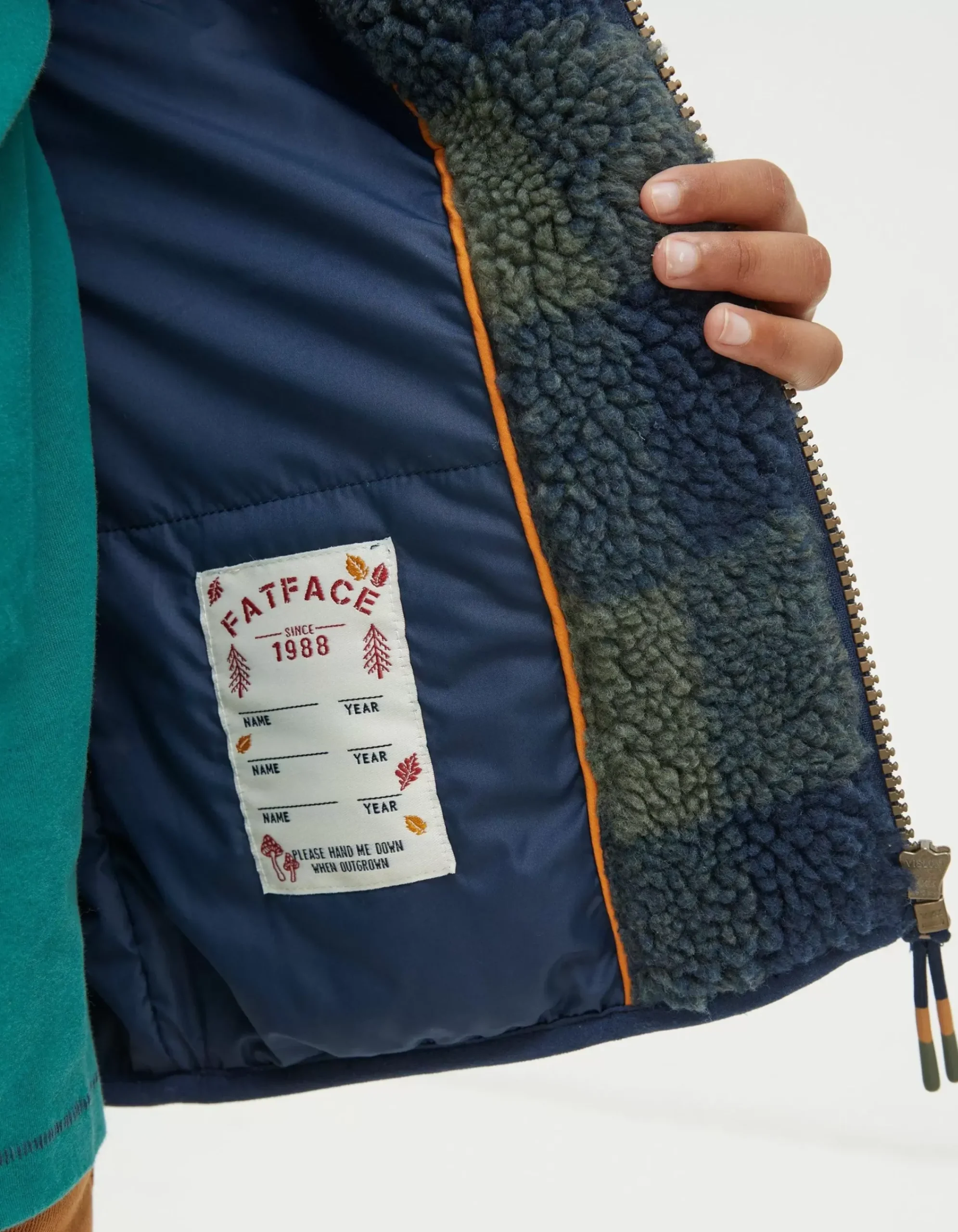 FatFace Fleece Check Jacket Green