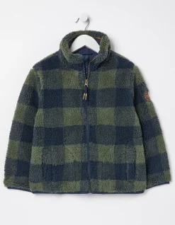 FatFace Fleece Check Jacket Green