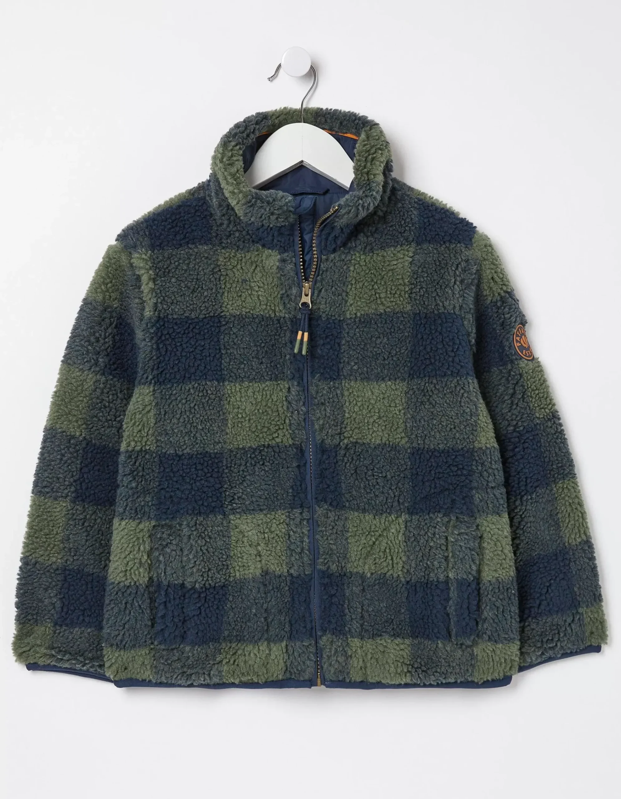 FatFace Fleece Check Jacket Green