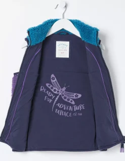 FatFace Fleece Colourblock Gilet Lilac Clearance