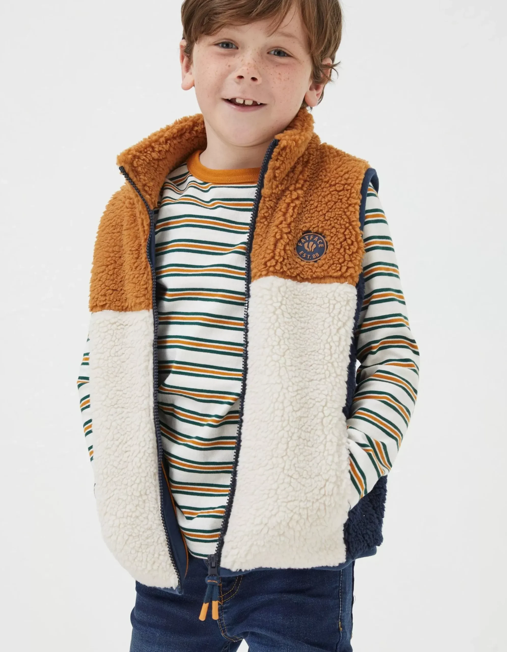 FatFace Fleece Gilet Natural Hot