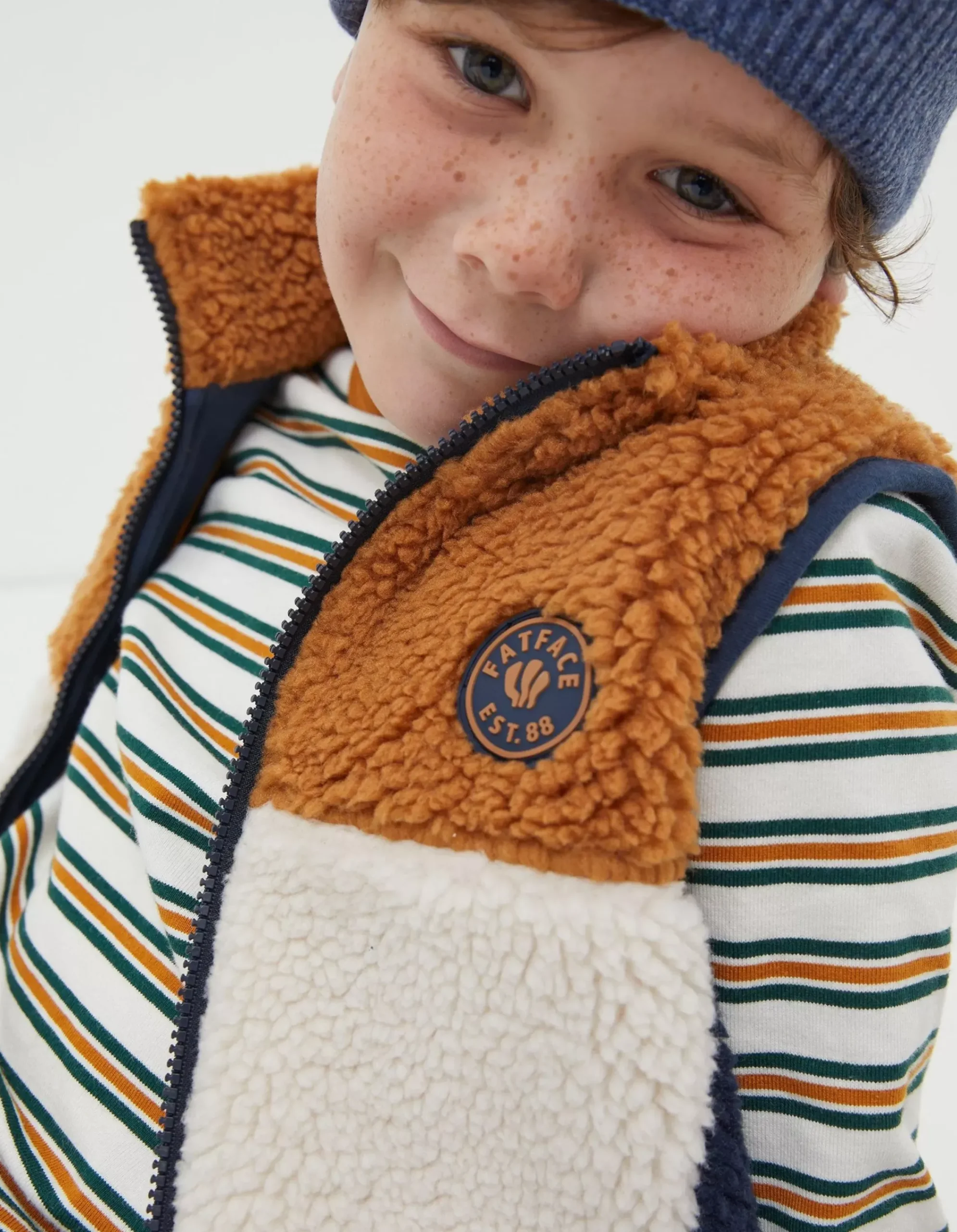 FatFace Fleece Gilet Natural Hot