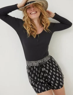 FatFace Flippy Batik Floral Shorts Black Clearance