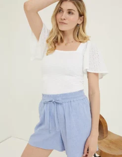 FatFace Flippy Textured Spot Shorts Blue New