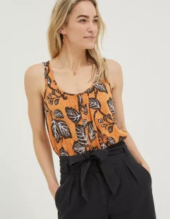 FatFace Flora Vine Floral Vest Golden Yellow