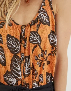 FatFace Flora Vine Floral Vest Golden Yellow