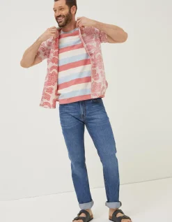 FatFace Floral Block Print Shirt Dusky Pink Clearance
