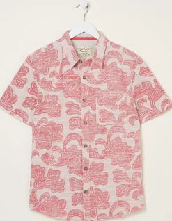 FatFace Floral Block Print Shirt Dusky Pink Clearance