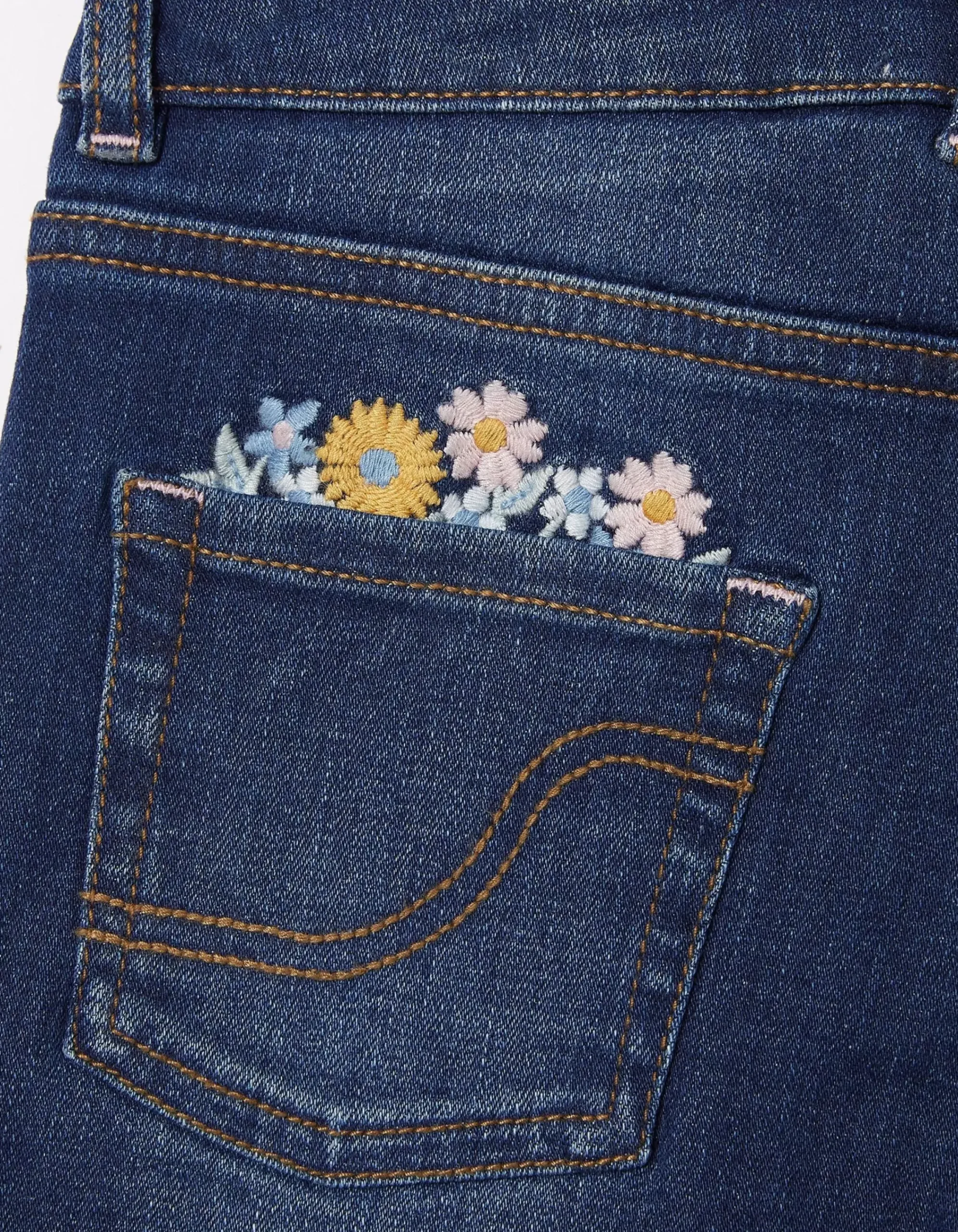 FatFace Floral Embroidered Denim Shorts Denim Blue Outlet