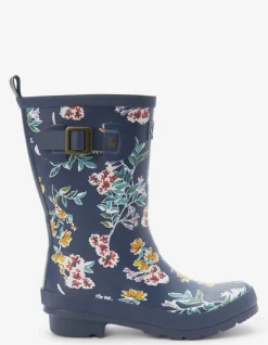 FatFace Floral Print Mid Wellies Navy Discount
