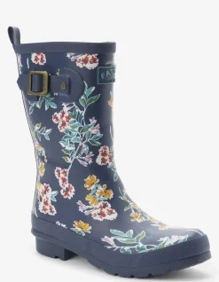 FatFace Floral Print Mid Wellies Navy Discount