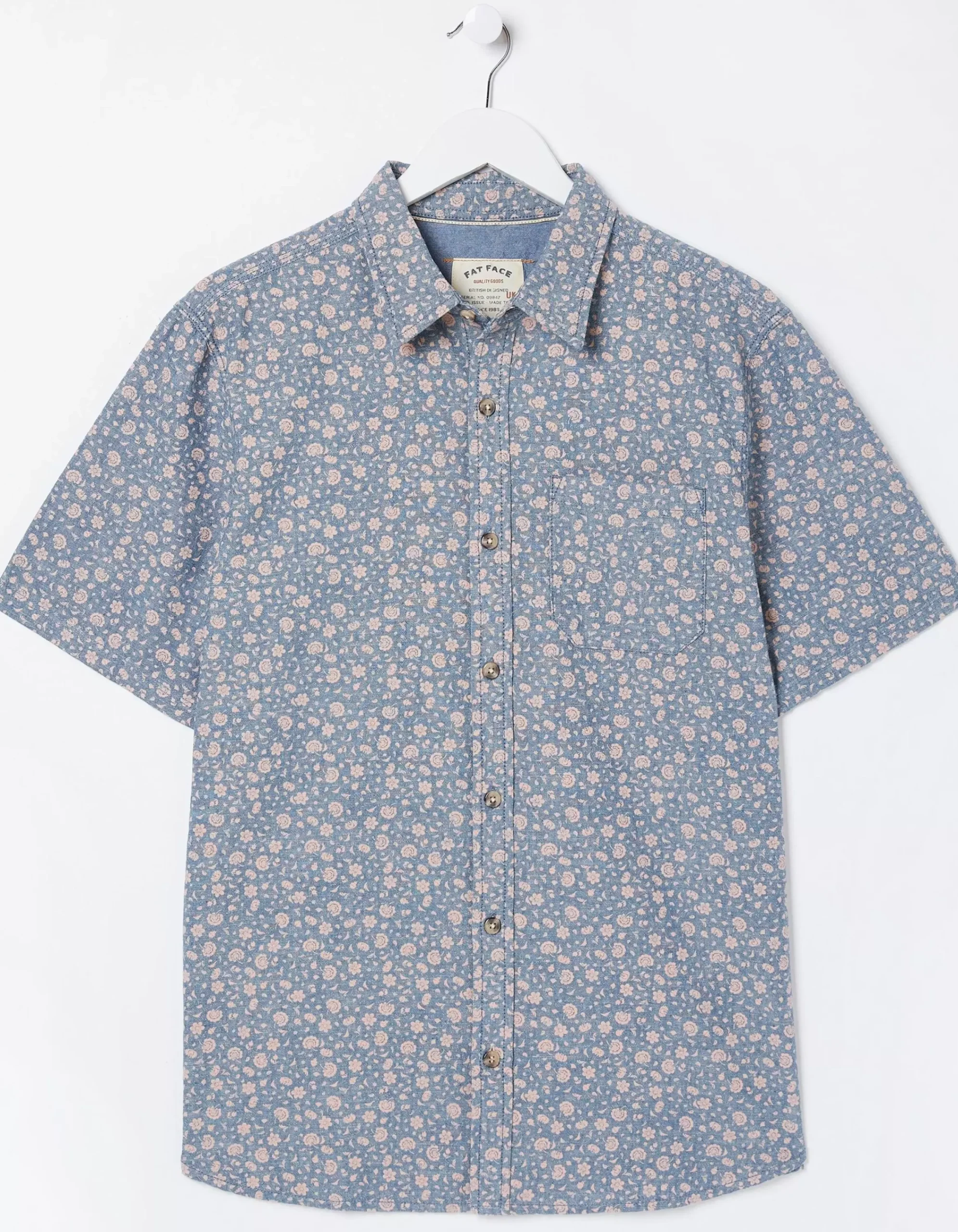 FatFace Floral Print Shirt Dusky Pink Clearance
