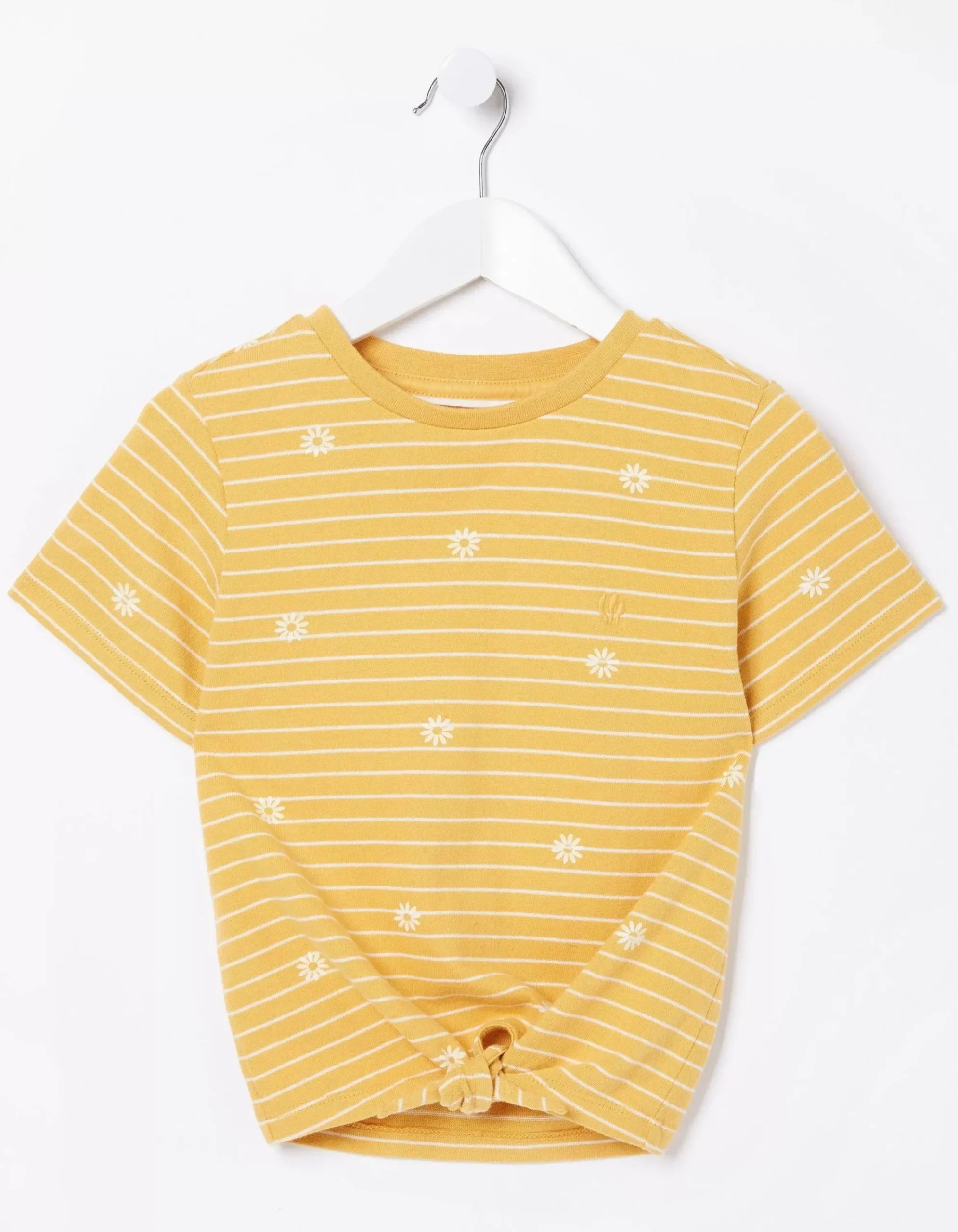 FatFace Floral Stripe Jersey T-Shirt Golden Yellow