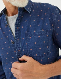 FatFace Flower Geo Print Shirt Navy New