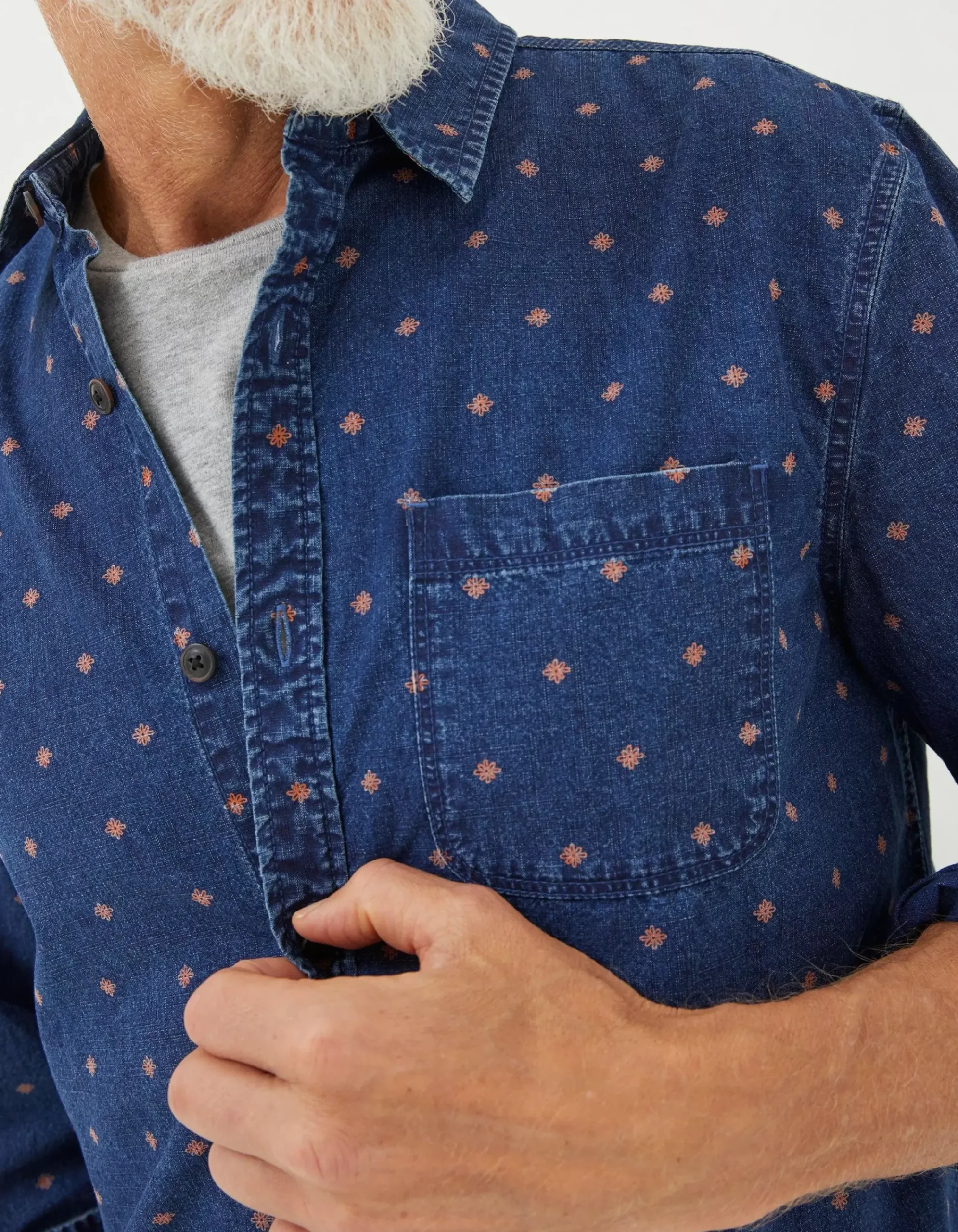 FatFace Flower Geo Print Shirt Navy New