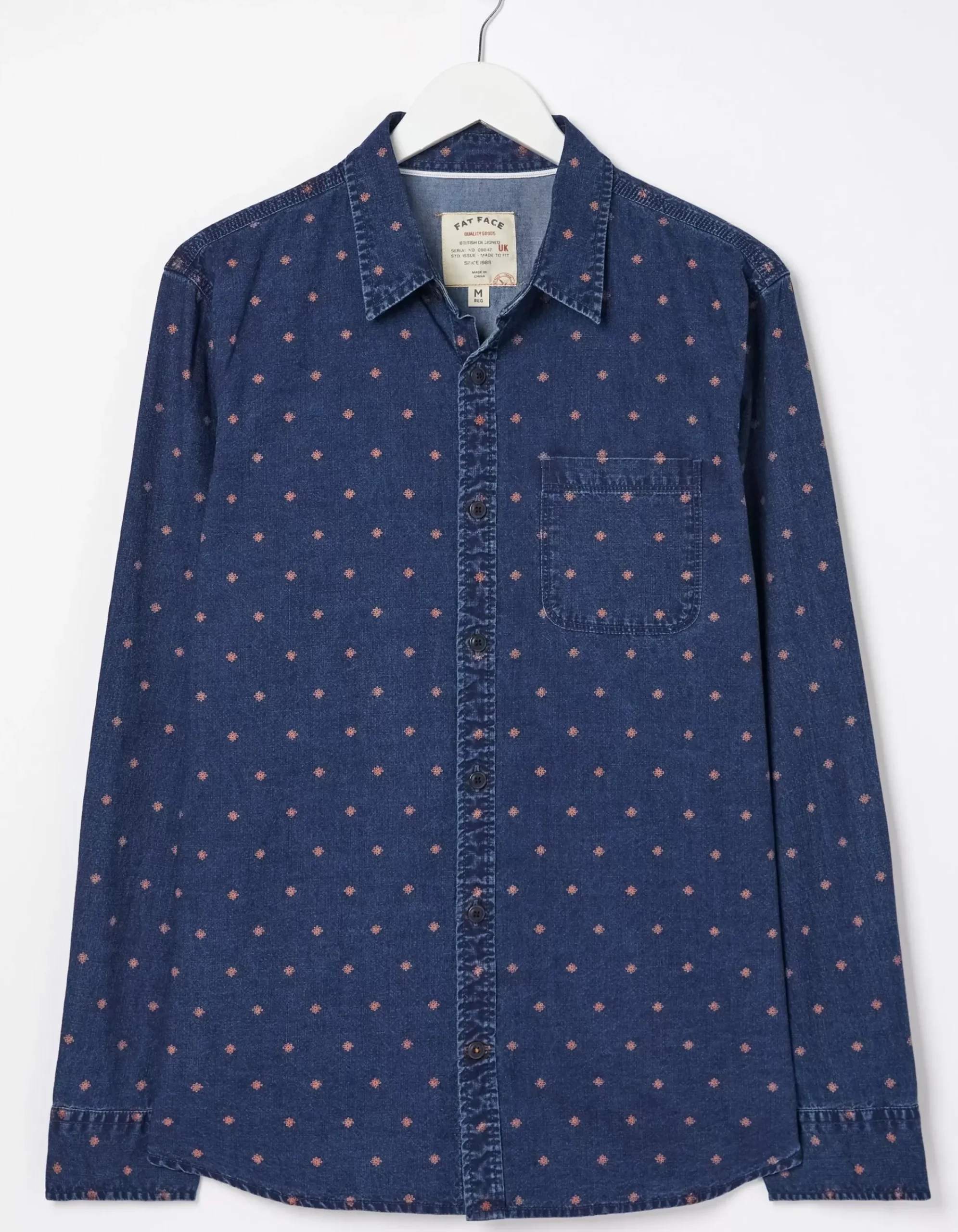 FatFace Flower Geo Print Shirt Navy New