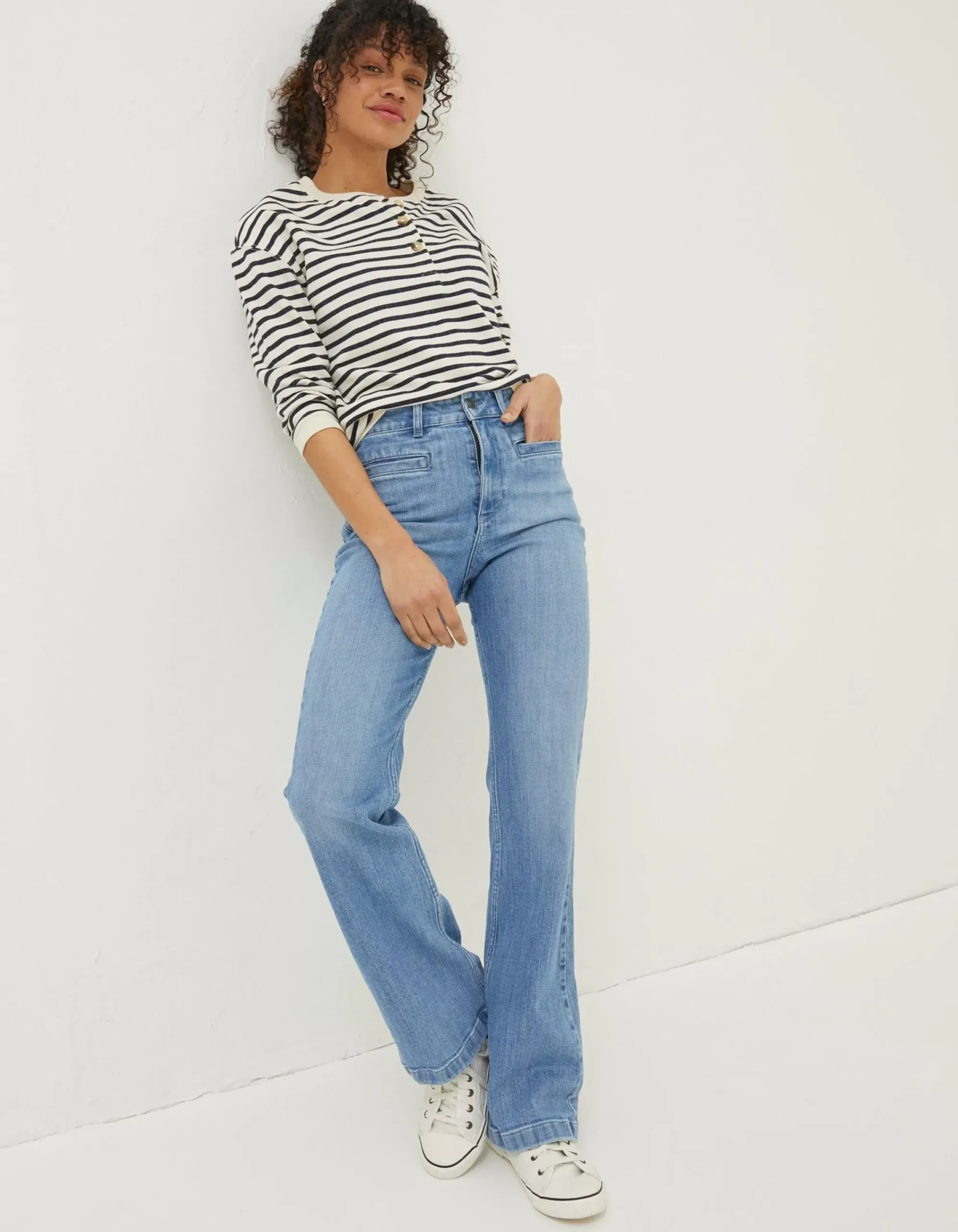 FatFace Fly Flare Comfort Stretch Jeans Light Blue Clearance