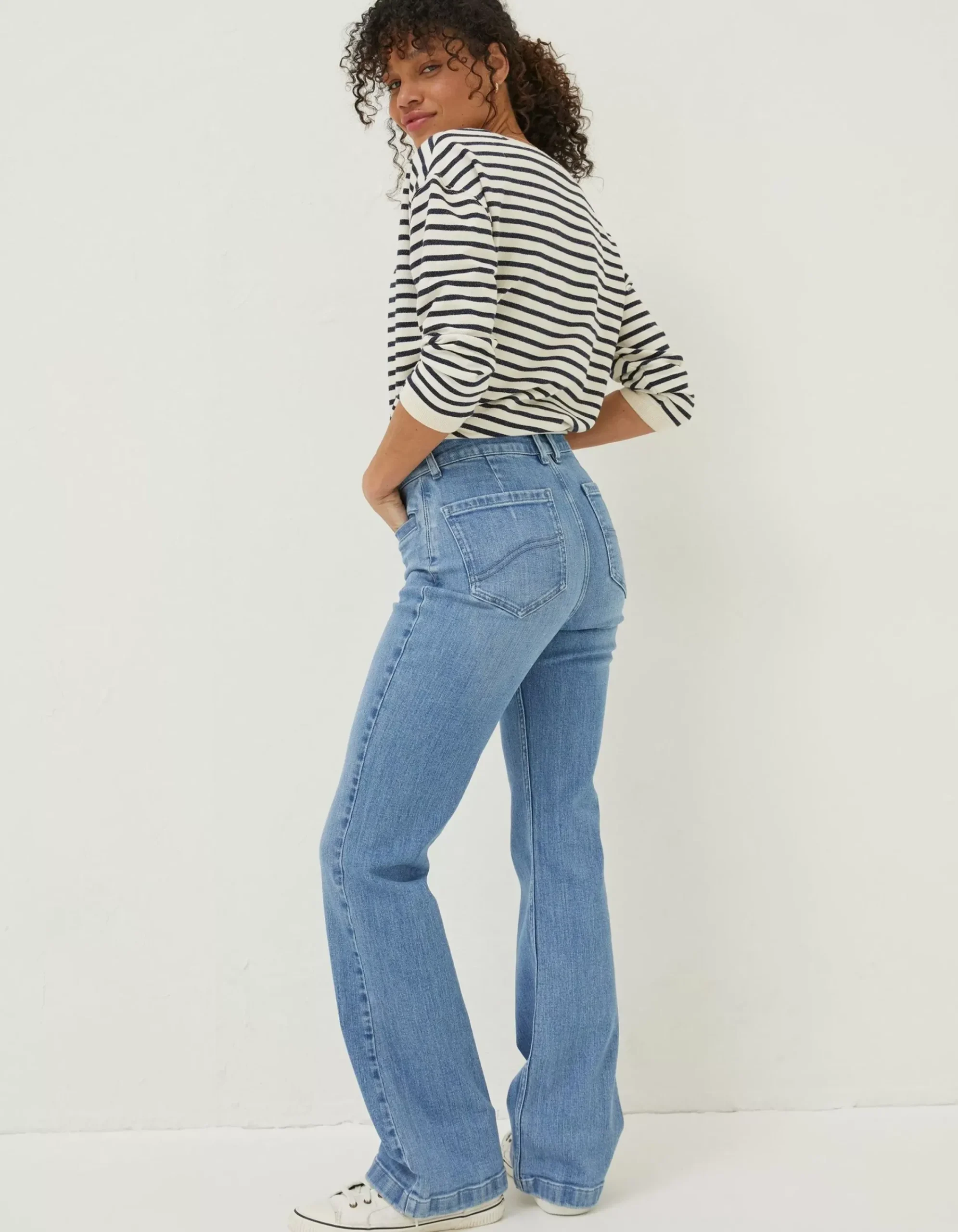 FatFace Fly Flare Comfort Stretch Jeans Light Blue Clearance