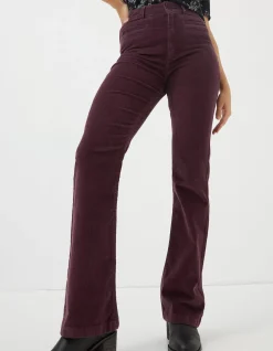 FatFace Fly Flare Corduroy Trousers Purple Discount