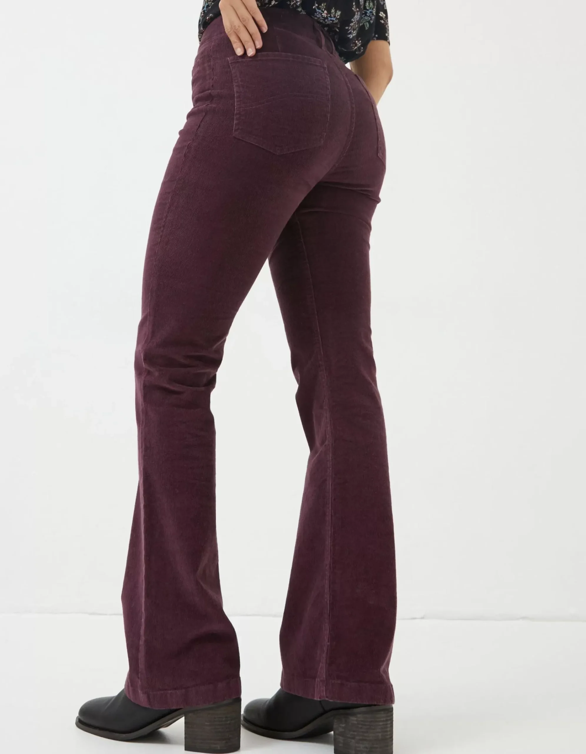 FatFace Fly Flare Corduroy Trousers Purple Discount