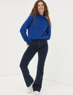 FatFace Fly Flare Corduroy Trousers Navy
