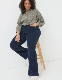 FatFace Fly Flare Corduroy Trousers Navy