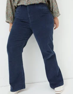 FatFace Fly Flare Corduroy Trousers Navy