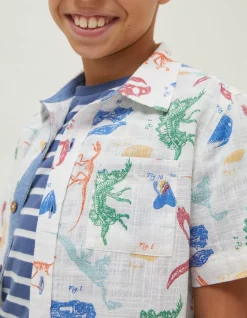 FatFace Fossil Printed Shirt Natural White