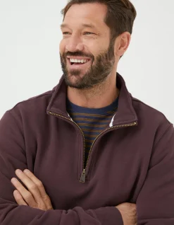FatFace Fowey Half Neck Sweatshirt Plum