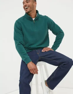 FatFace Fowey Half Neck Sweatshirt Jade Green Sale