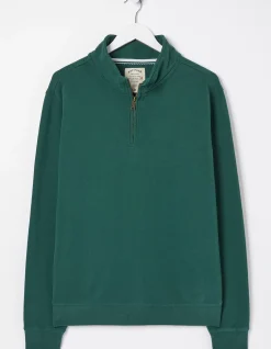 FatFace Fowey Half Neck Sweatshirt Jade Green Sale