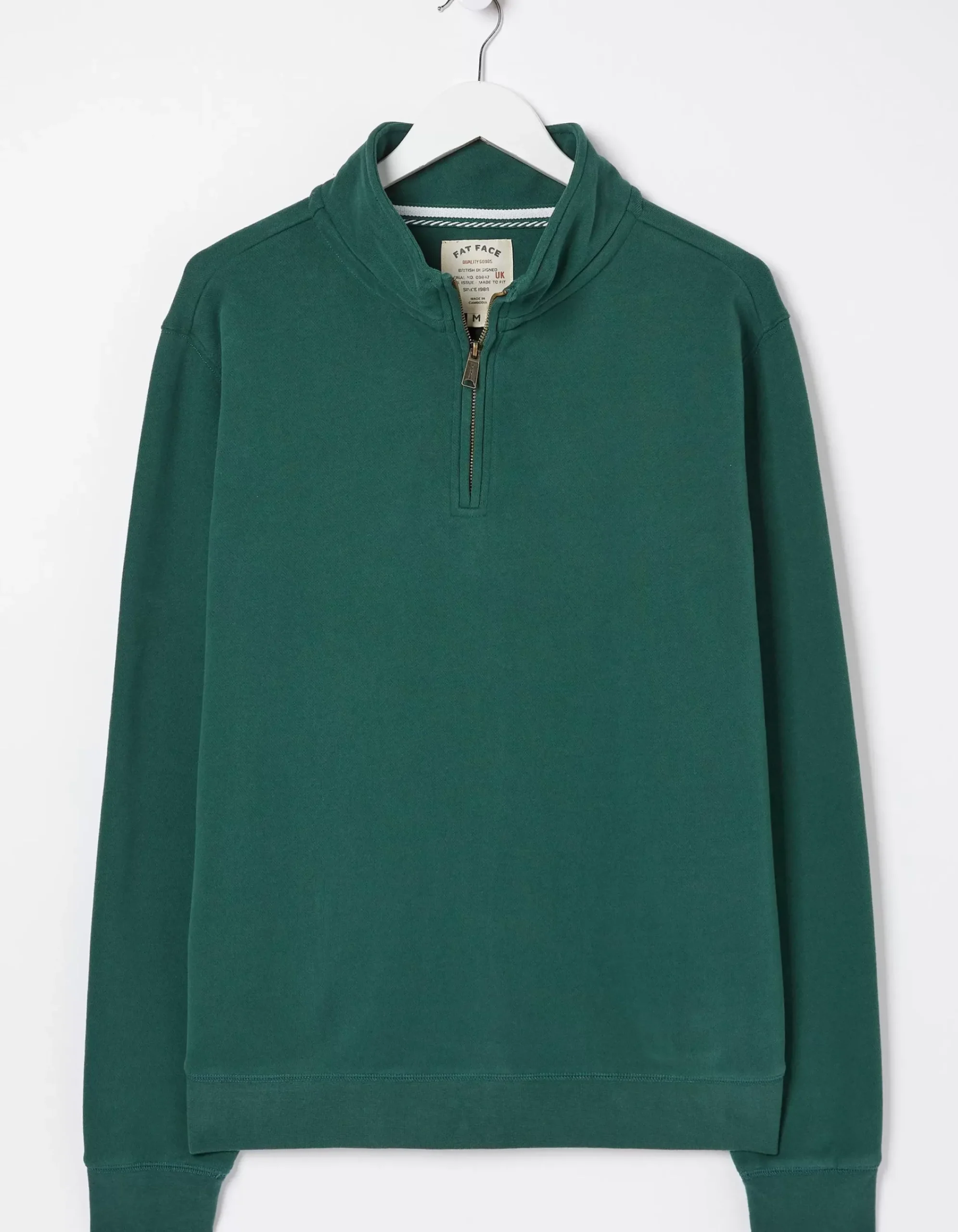 FatFace Fowey Half Neck Sweatshirt Jade Green Sale