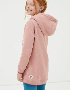 FatFace Fox Longline Sweat Hoodie Pink Sale