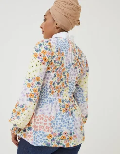 FatFace Fran Meadow Patch Shirred Top Ivory Discount