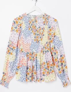 FatFace Fran Meadow Patch Shirred Top Ivory Discount