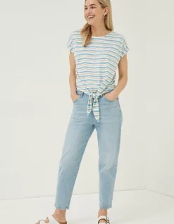 FatFace Fran Stripe Tie Front Top Multi Colour