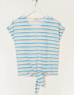 FatFace Fran Stripe Tie Front Top Multi Colour