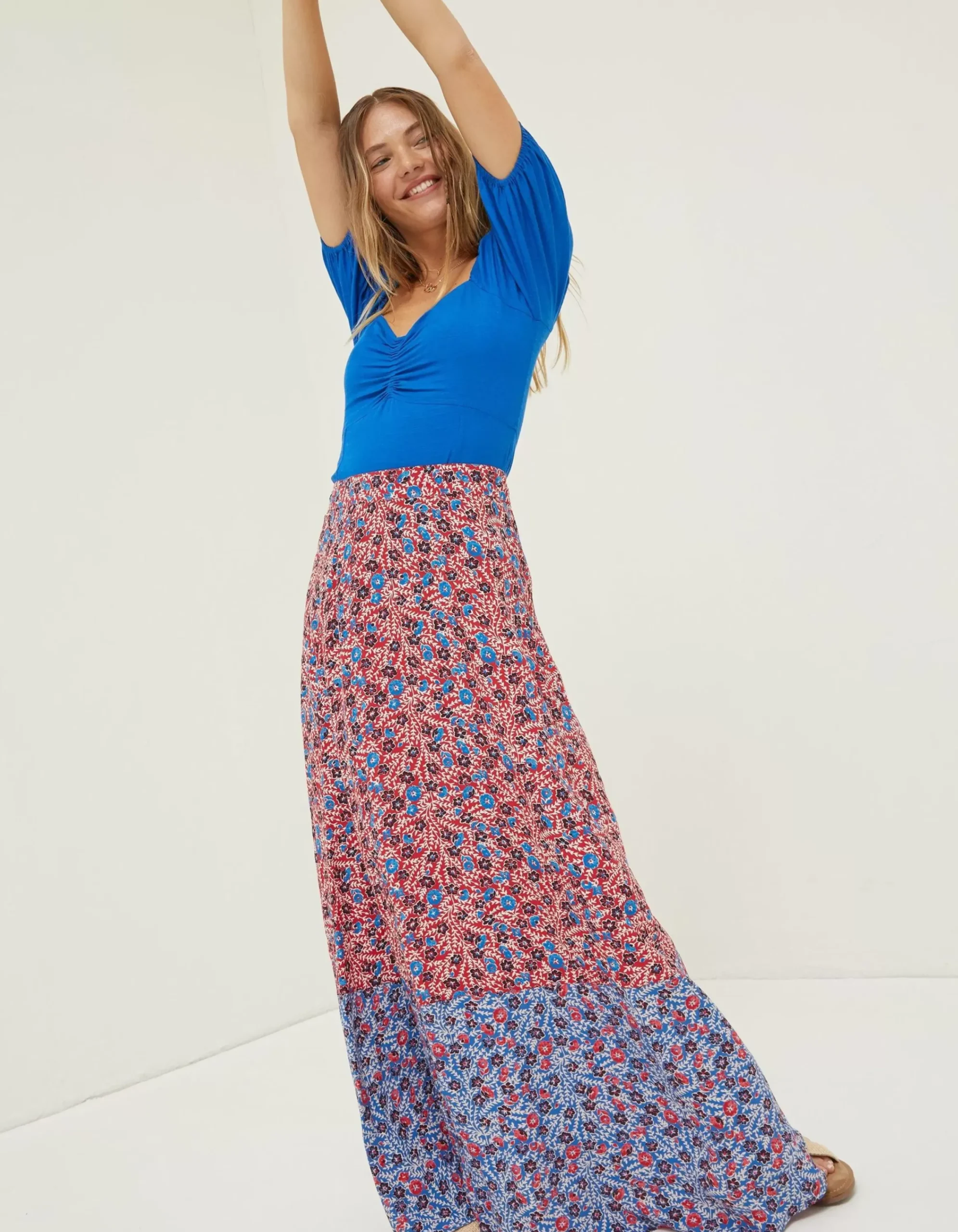 FatFace Francesca Meadow Maxi Skirt Tomato Red Sale