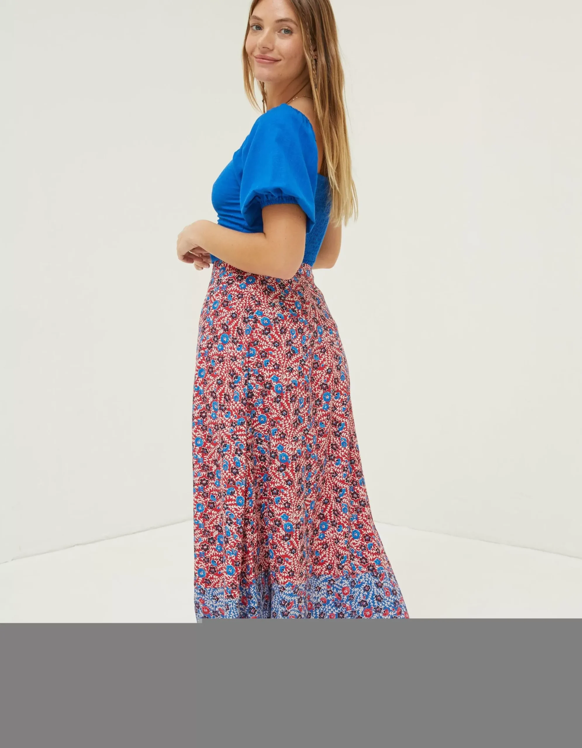 FatFace Francesca Meadow Maxi Skirt Tomato Red Sale