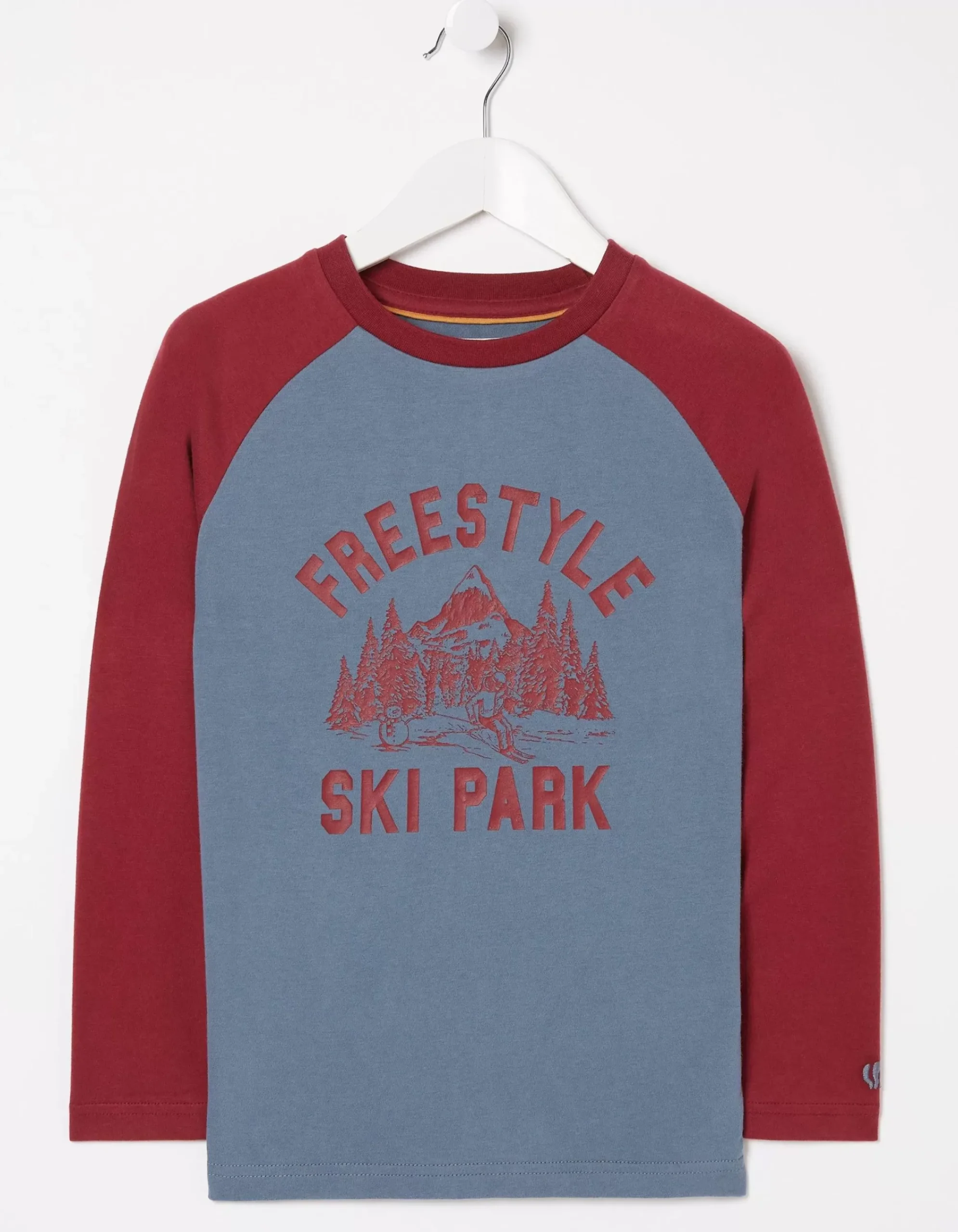 FatFace Freestyle Ski Raglan T-Shirt Burgundy