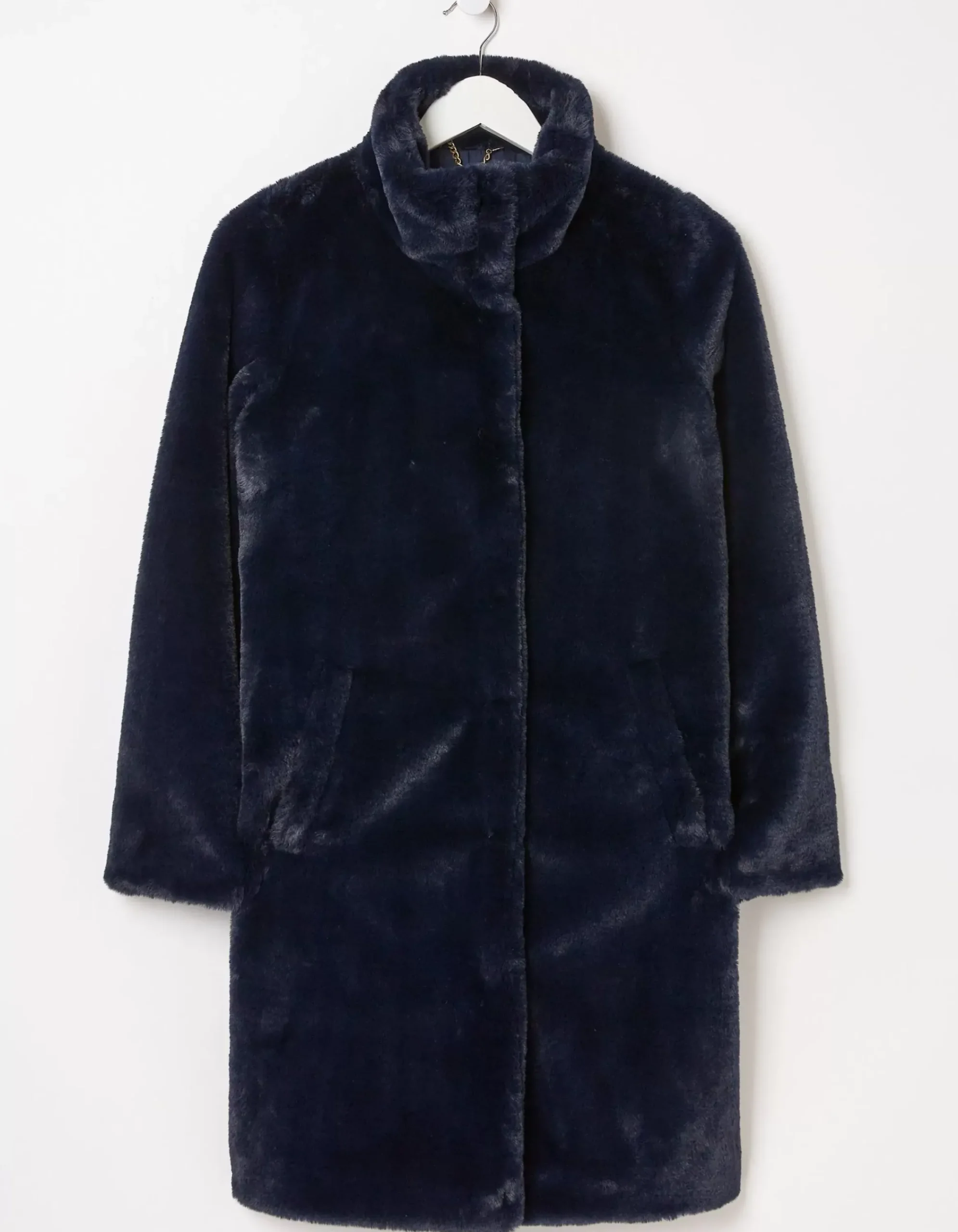 FatFace Freya Faux Fur Long Coat Navy Hot