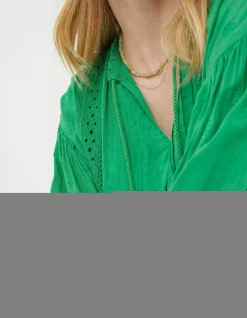 FatFace Freya Green Lace Blouse Bright Green Clearance