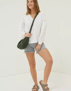FatFace Freya Lace Blouse White Discount
