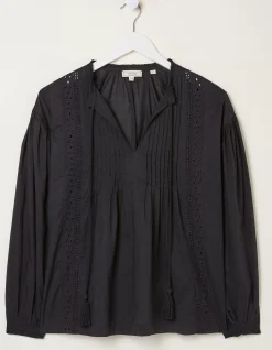FatFace Freya Lace Blouse Black New