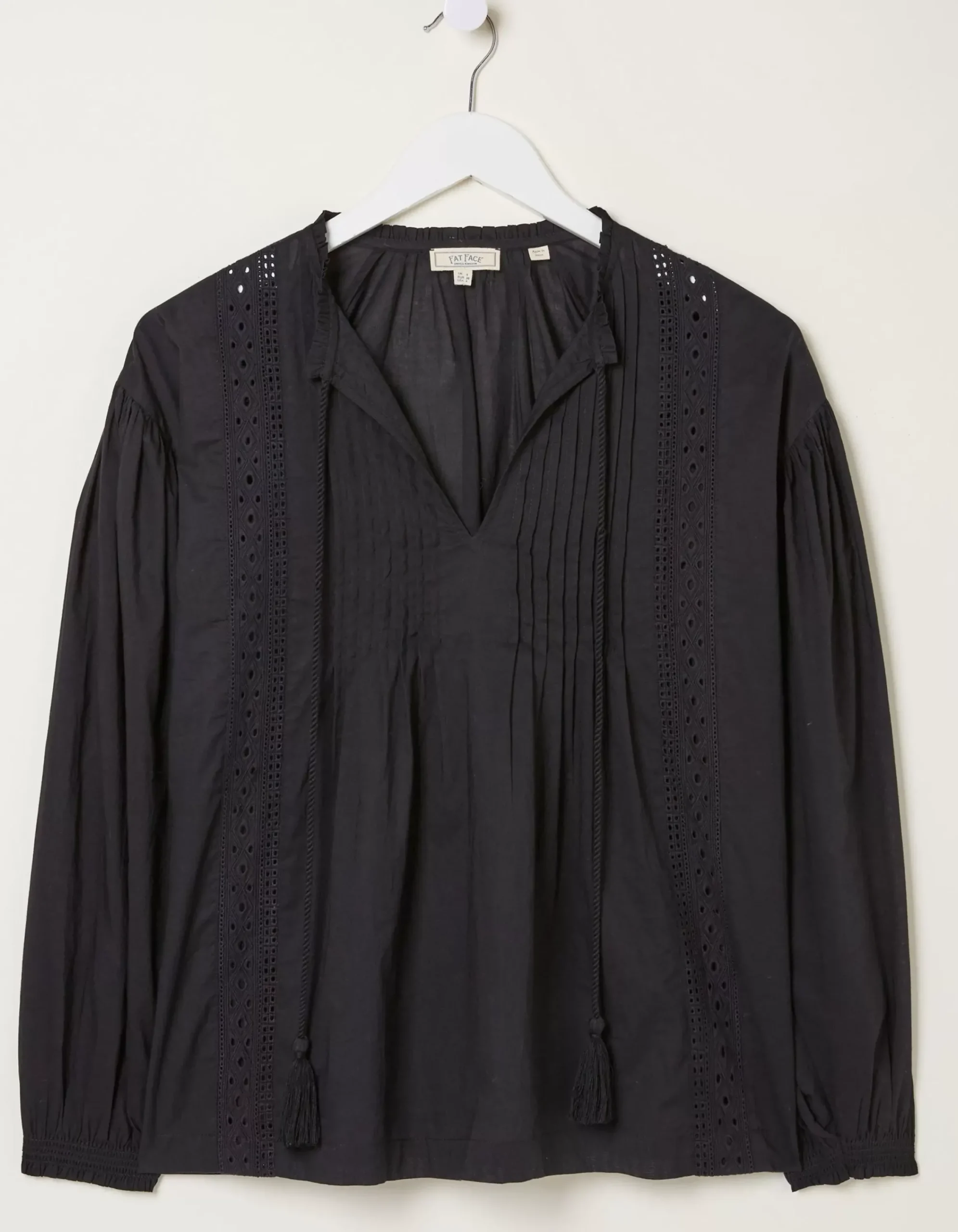 FatFace Freya Lace Blouse Black New