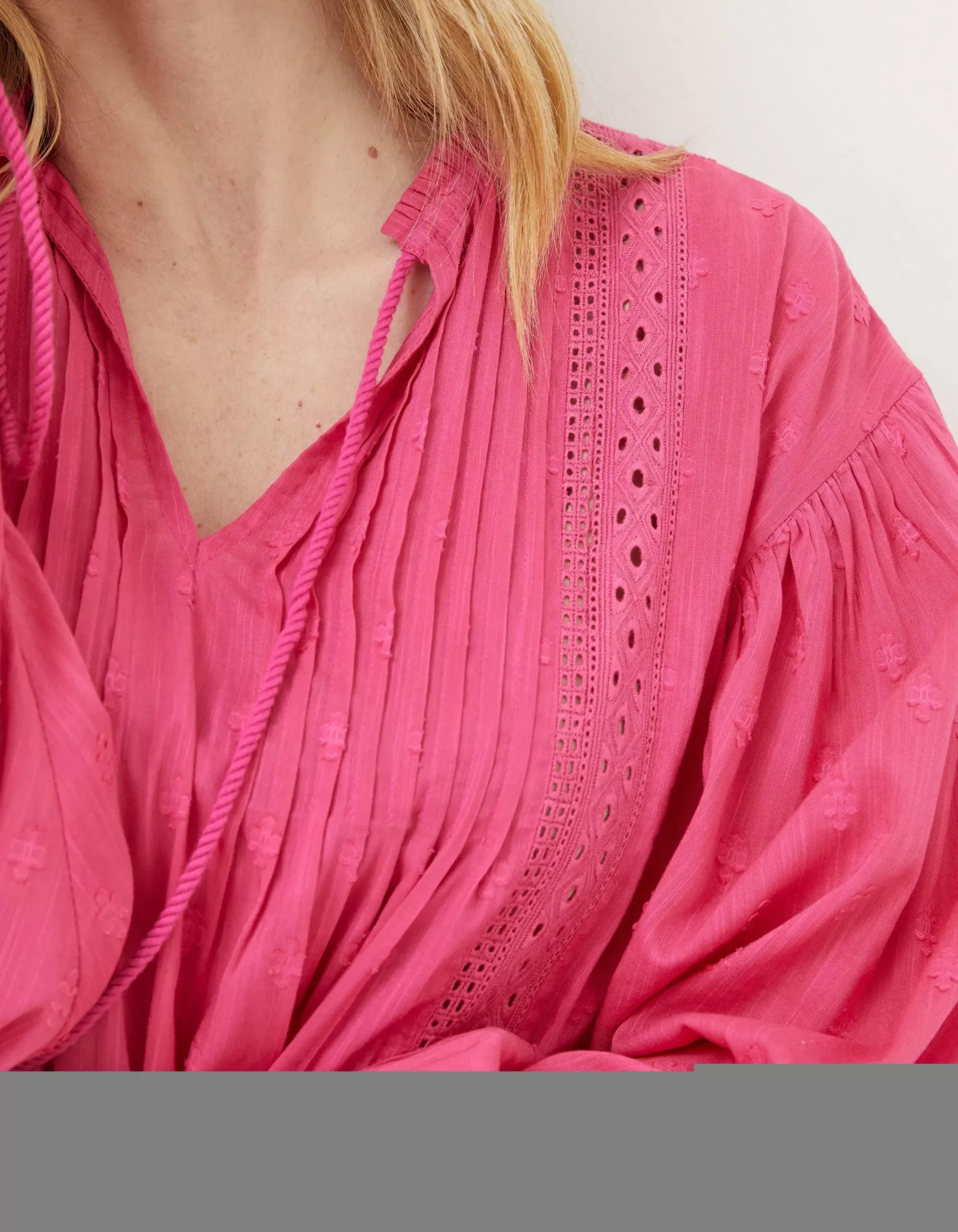 FatFace Freya Pink Lace Blouse Bright Pink Online